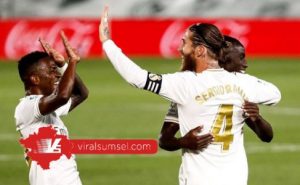Para pemain Real Madrid selebrasi merayakan gol di ajang Liga Spanyol. FOTO : IG REAL MADRID