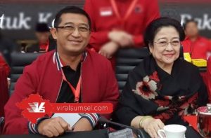 Bendahara DPD PDI Perjuangan Sumsel Yudha Rinaldi pose dengan Ketum DPP PDI Perjuangan Megawati Soekarno Putri. FOTO : VIRALSUMSEL.COM