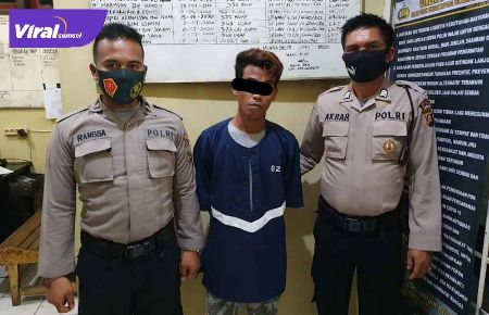 Triono warga Musi Rawas tersangka pengelapan sepeda motor diamankan polisi. FOTO : VIRALSUMSEL.COM