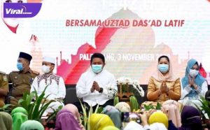 Gubernur Sumsel H Herman Deru bersama Ustadz kondang Dr.H. Das'ad Latif, Ph.D. FOTO ; VIRALSUMSEL.COM