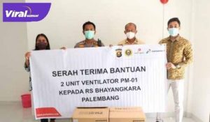 Serahterima bantuan ventilator dari SKK Migas -Pertamina EP pada RS Bhayangkara. FOTO : VIRALSUMSEL.COM