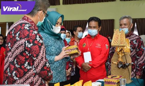 Ketua TP PKK Banyuasin dr Fitri Askolani support UMKM di Banyuasin. FOTO : VIRALSUMSEL.COM