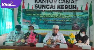 Pemkab Muba sosialisasi tentang beberapa Peraturan Daerah dan Peraturan Bupati di Aula Kantor Camat Sungai Keruh. FOTO : VIRALSUMSEL.COM