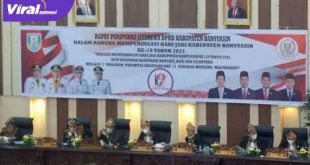 Pimpinan DPRD Banyuasin dalam Rapat Paripurna Istimewa Hari Jadi Kabupaten Banyuasin ke-19. FOTO : VIRALSUMSEL.COM