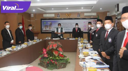 Suasana RUPS Tahunan, tahun buku 2020 BPR Sumsel di Ruang Karang Anyar, Hotel Swarna Dwipa, Palembang, Senin (12/4/2021). FOTO : VIRALSUMSEL.COM