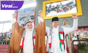 Bupati Muba H Dodi Reza bersama Walikota Al-Zawaida Gaza Palestina Dr Ayman Sulaiman Salam Abu Sweireh. Foto : viralsumsel.com
