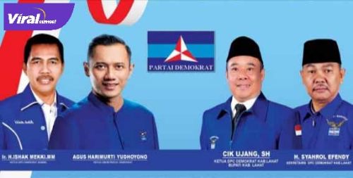 Banner DPC Partai Demokrat Kabupaten Lahat. Foto : viralsumsel.com