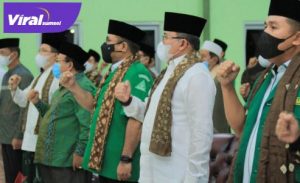 Bupati Muba Dodi Reza bareng Menag Gus Yaqut hadiri pelantikan PW GP Ansor Sumsel di Pondok Pesantren Aulia Cendikia Palembang, Senin (24/5/2021) malam. Foto : viralsumsel.com
