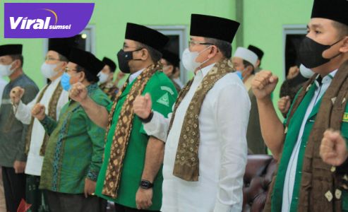 Bupati Muba Dodi Reza bareng Menag Gus Yaqut hadiri pelantikan PW GP Ansor Sumsel di Pondok Pesantren Aulia Cendikia Palembang, Senin (24/5/2021) malam. Foto : viralsumsel.com