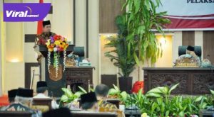 Bupati Banyuasin H Askolani dalam Rapat Paripurna II Masa Persidangan III DPRD Banyuasin. Foto : viralsumsel.com/lam