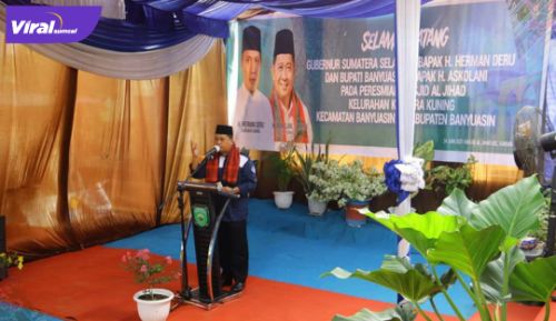 Bupati Banyuasin H. Askolani meresmikan penggunaan Masjid Al-Jihad bertempat di Kelularahan Kayuara Kuning, Kecamatan Banyuasin III, Kabupaten Banyuasin, Kamis (24/6/2021). Foto : viralsumsel.com/lam