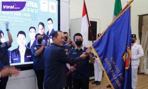 Walikota Palembang, H. Harnojoyo kukuhkan kepengurusan Karang Taruna kota Palembang periode 2020-2025, di Rumah Dinas Walikota, Jalan Tasik Palembang, Minggu (27/6/ 2021). Foto : viralsumsel.com/kai