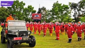 Wakil Bupati Banyuasin, Slamet Sumosentono pimpin Apel siaga Asap Dalam rangka menghadapi karhutla, Rabu (30/6/2021). Foto : viralsumsel.com/lam