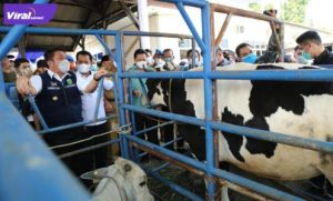 Gubernur Sumsel H Herman Deru didampingi Bupati Banyuasin Askolani pada Peringatan Hari Keamanan Pangan sedunia ke-3 di UPTD BPHPT, Sembawa Banyuasin, Selasa (7/7/2021). Foto : viralsumsel.com/sep