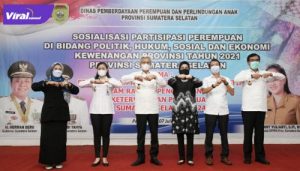 Wakil Gubernur Sumsel H Mawardi Yahya buka Sosialisasi Peningkatan Partisipasi Perempuan di Gedung Perjuangan Wanita Sumsel, Rabu (7/7/2021). Foto : viralsumsel.com/sep