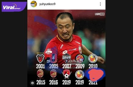 Yu Hyun Koo gelandang bertahan asal Korea Selatan coret logo MBU di akun media sosialnya, Senin (12/7/2021). Foto : ig