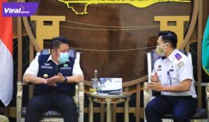 Gubernur Sumsel H Herman Deru ketika menerima anjangsana Kepala Balai Teknik Perkeretaapian Kelas II Wilayah Sumbagsel di ruang tamu Gubernur, Selasa (13/7/2021). Foto : viralsumsel.com/sep