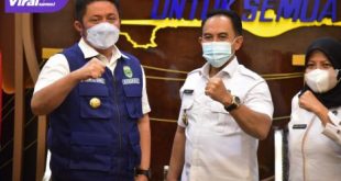 Gubernur Sumsel H.Herman Deru dan Kepala Badan Narkotika Nasional Provinsi Sumsel yang baru Brigjen Djoko Prihadi, Kamis, (5/8/2021). Foto : viralsumsel.com/sep