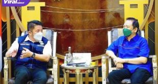 Gubernur Sumsel H.Herman Deru menerima audiensi Rektor UIGM dan rombongan di ruang tamu, Senin (6/9/2021) pagi. Foto : viralsumsel.com/win