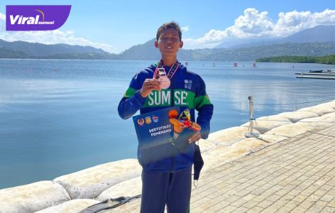 Diky Zulkipli atlet dayung binaan PODSI PALI raih medali perunggu PON XX Papua 2021. Foto : viralsumsel.com/eko