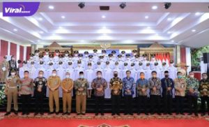 Silaturahmi antar Purna Praja APDN / STPDN / IPDN dengan Praja IPDN bersama Gubernur Sumsel H.Herman Deru di Griya Agung, Selasa (4/1/2021) pagi. Foto: viralsumsel.com/win