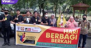 Golden’s Academy bersama FSPSS Palembang melaksanakan kegiatan Hari Berbagi Berkah di Kambang Iwak Palembang, Jumat (7/1/2022). Foto :viralsumsel.com /ril