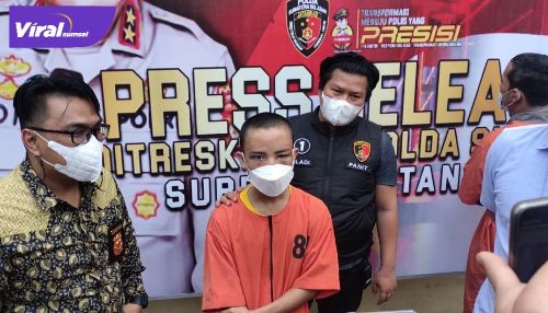 G tersangka pelaku pencurian dihadirkan dalam jumpa pers. Foto : viralsumsel.com/kai