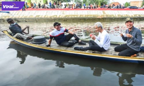 Gubernur Sumsel H Herman Deru bersama Gubernur Jateng Ganjar Pranowo dan Walikota Palembang Harnojoyo meninjau Sungai Sekanak Lambidaro. Foto : viralsumsel.com/win