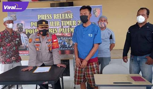 AN seorang penjaga keamanan sekolah ditangkap anggota Reskrim Polsek Ilir Timur II. Foto : viralsumsel.com/kai