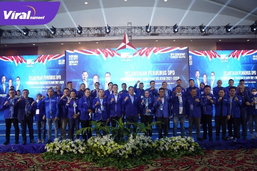 Pengurus DPD Partai Demokrat Sumsel Usai dilantik. Kamis (10/2/2022) di Hotel Arya Duta Palembang.