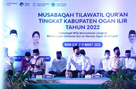 Bupati Ogan Ilir Panca Wijaya Akbar membuka MTQ tingkat Kabupaten Ogan Ilir di Gedung Caram Seguguk,  Tanjung Senai, Kota Indralaya, Senin malam. Foto : viralsumsel.com/jun