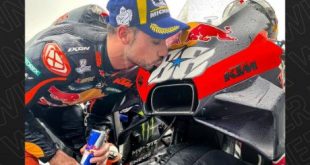 Miguel Oliveira usai finis tercepat dalam balapan Moto GP perdana di Sirkuit Internsional Mandalika, Lombok, Minggu (20/3/2022). Foto : ig moto gp