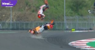 Pembalap Honda Marc Marquez crash di Moto GP Mandalika, Minggu (20/3/2022). Foto : net