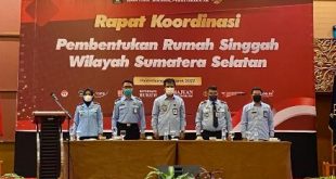 Kadivpas Kanwil Kemenkumham Sumsel, Bambang Haryanto, buka Rapat Koordinasi Pembentukan Rumah Singgah “Griya Abhipraya” Palembang, Senin (21/3/2022) di Hotel Aryaduta, Palembang. Foto : viralsumsel.com/ril