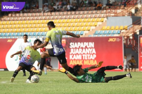 Pertandingan semifinal Liga MCF 2022, Bayung Lencir FC versua Keluang FC l, Minggu (27/3/2022). Foto : viralsumsel.com/dev