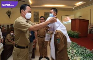 Sekda Pemkot Prabumulih Elman, ST membuka sosialisasi Perwako No. 71 Tanggal 1 September 2020 di Ballroom Hotel Grand Nikita Prabumulih, Selasa (29/3/2022). Foto : viralsumsel.com/mal