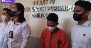 Subdit 4 Renakta Ditreskrimum Polda Sumsel menangkap oknum pelatih futsal dalam kasus pencabulan terhadap dua orang muridnya, Selasa (8/3/2022) siang. Foto : viralsumsel.com/kai