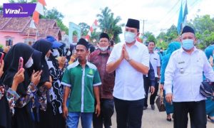 Plt. Bupati Muba Hernedi SIP Beserta Wakil Ketua kunker sekaligus Peringatan Hari Jadi Desa Berlian Jaya Kecamatan Tungkal Jaya, Rabu (9/3/2022). Foto : viralsumsel.com/dev