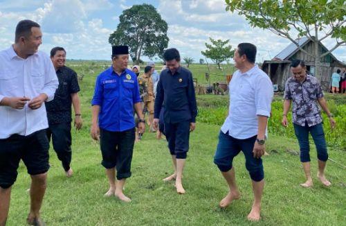 Seluruh anggota DPRD dapil II Ogan Ilir yaitu berikan bantuan berupa paket sembako ke salah satu warga di Desa Pulau Negara, Kamis (10/3/2022). Foto : viralsumsel.com/jun