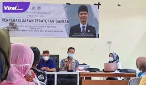 Wakil Ketua DPRD Provinsi Kepulauan Bangka Belitung Muhammad Amin, SE saat Penyebarluasan Perda di desa Nadung, Kabupaten Bangka Selatan, Sabtu (9/4/2022). Foto : viralsumsel.com/ion