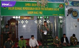 Kodim 0402 OKI/OI menggelar Lomba Adzan dan MTQ bagi anak-anak Pesantren Kab OKI bertempat di Masjid AL-Hidayah Makodim 0402/OKI, Rabu (13/4/2022). Foto : viralsumsel.com/fir