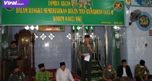 Kodim 0402 OKI/OI menggelar Lomba Adzan dan MTQ bagi anak-anak Pesantren Kab OKI bertempat di Masjid AL-Hidayah Makodim 0402/OKI, Rabu (13/4/2022). Foto : viralsumsel.com/fir