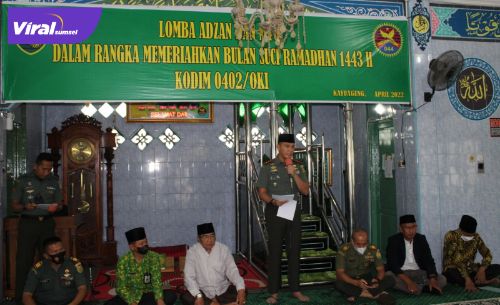 Kodim 0402 OKI/OI menggelar Lomba Adzan dan MTQ bagi anak-anak Pesantren Kab OKI bertempat di Masjid AL-Hidayah Makodim 0402/OKI, Rabu (13/4/2022). Foto : viralsumsel.com/fir