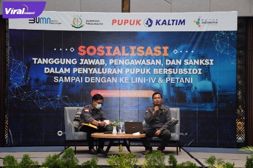 PT Pupuk Kalimantan Timur menggelar sosialisasi bertajuk _Tanggung Jawab, Pengawasan, dan Sanksi dalam Penyaluran Pupuk Bersubsidi Sampai Dengan Ke Lini IV & Petani_ sebagai bagian dari upaya mitigasi penyelewengan penyaluran pupuk subsidi. Foto : Viralsumsel/Nto