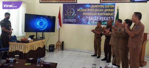 Launching aplikasi sistem penyelesaian laporan pengaduan masyarakat oleh Kejaksaan Negeri OKI. Foto : viralsumsel.com/fir