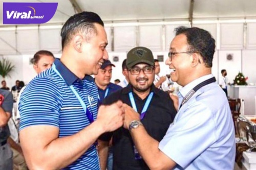 Agus Harimurti Yudhoyono Saat di Sambut Hangat Oleh Anies Baswedan Nonton Formula E di sirkuit Ancol Jakarta. Foto : Viralsumsel