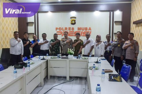 Kapolres Muba AKBP Siswandi Sik SH MH saat memimpin Rapat di Ruang Rapat Presisi Polres Muba, Rabu (31/8/2022). Foto : viralsumsel.com/dev