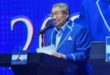 SBY Ketua Majelis Tinggi DPP Partai Demokrat saat sambutan dalam Rapimnas di Hotel Sultan Jakarta, Kamis (15/9/2022). Foto : viralsumsel.com/ion