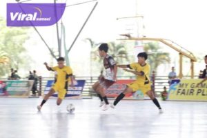 Potret pertandingan Muba Futsal Championship dalam rangka memperingati Hari Ulang Tahun Kabupaten Musi Banyuasin ke-66 Sabtu (24/9/2022) di Stable Berkuda Sekayu. Foto : viralsumsel.com/dev