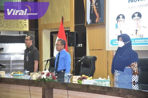 Sekda Sumsel Ir. S.A. Supriono secara resmi membuka  Evaluasi Pelaksanaan Budaya Kerja di Lingkungan Pemerintah Provinsi Sumatera Selatan, bertempat di Auditorium Bina Praja, Kamis (29/9/2022). Foto : viralsumsel.com/win